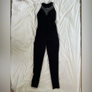 Black Jumpsuit w/Sheer Halter Sweetheart Neckline